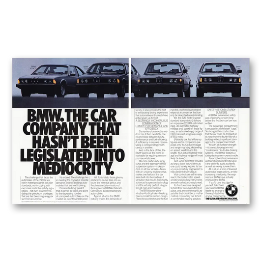 1980 BMW 3 Series Car Company That Hasn't Been Legislated Into Mediocrity Vintage Magazine Print Ad