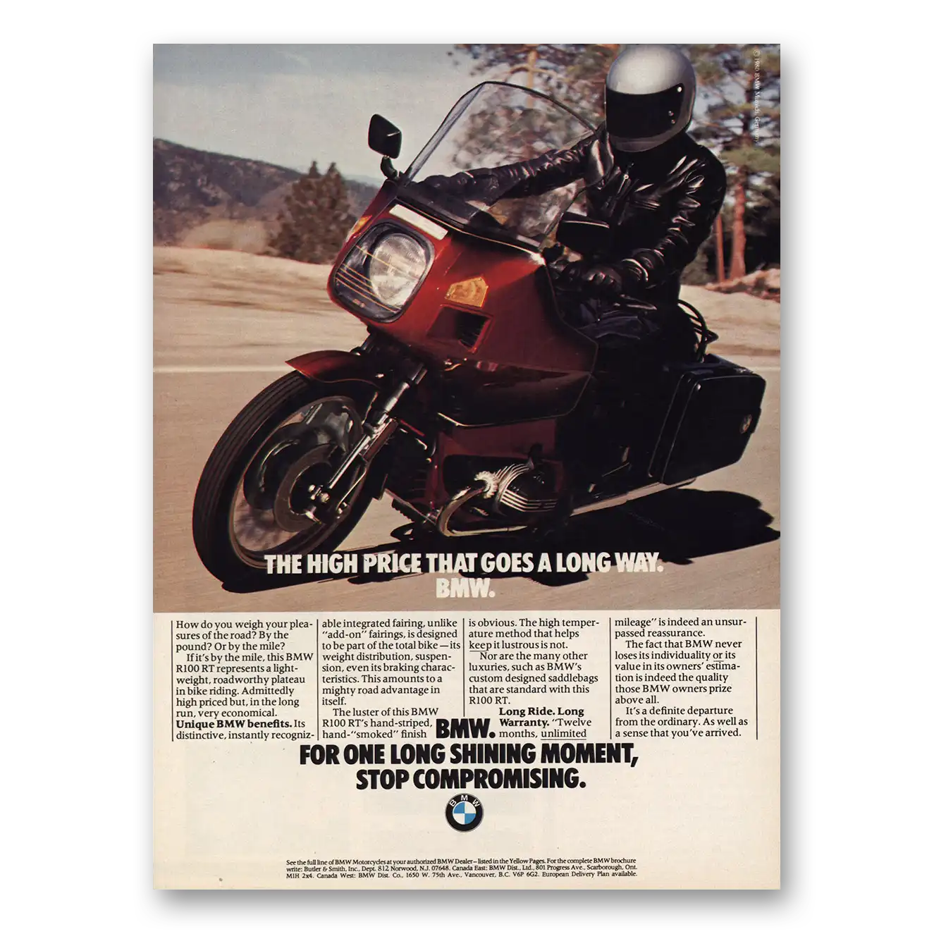 1980 BMW Motorcycles High Price Goes a Long Way Vintage Magazine Print Ad