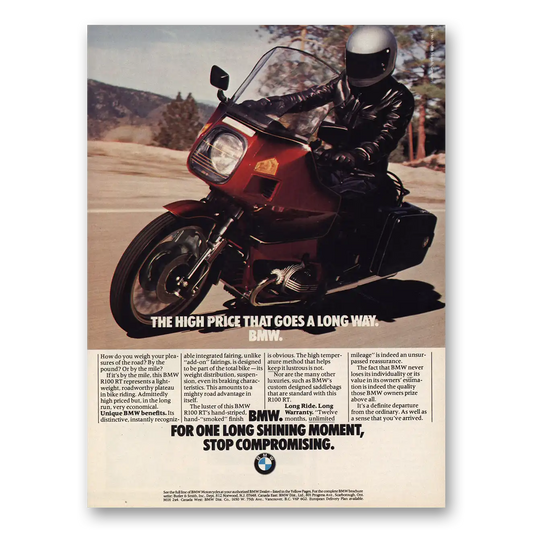 1980 BMW Motorcycles High Price Goes a Long Way Vintage Magazine Print Ad