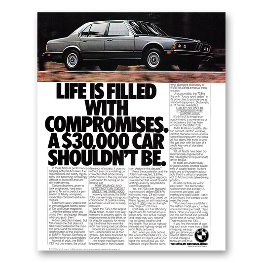 1980 BMW 7 Series Life Is Filled With Compromises Vintage Magazine Print Ad