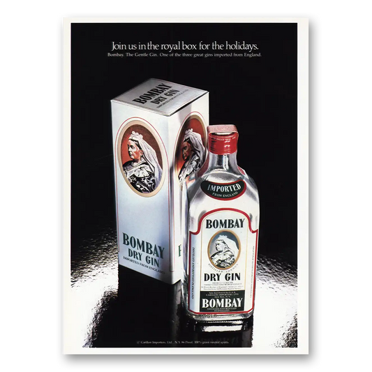 1980 Bombay Gin Royal Box Holidays Vintage Magazine Print Ad