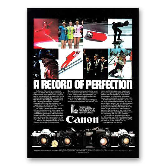 1980 Canon Camera Record of Perfection Olympics Vintage Magazine Print Ad