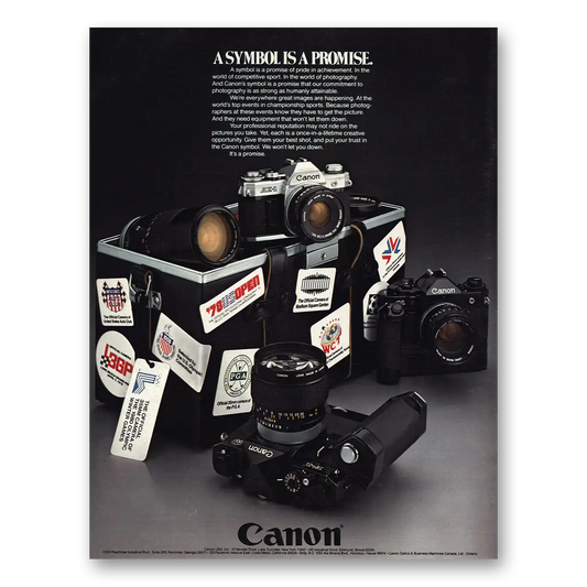 1980 Canon Camera Symbol Is a Promise Vintage Magazine Print Ad