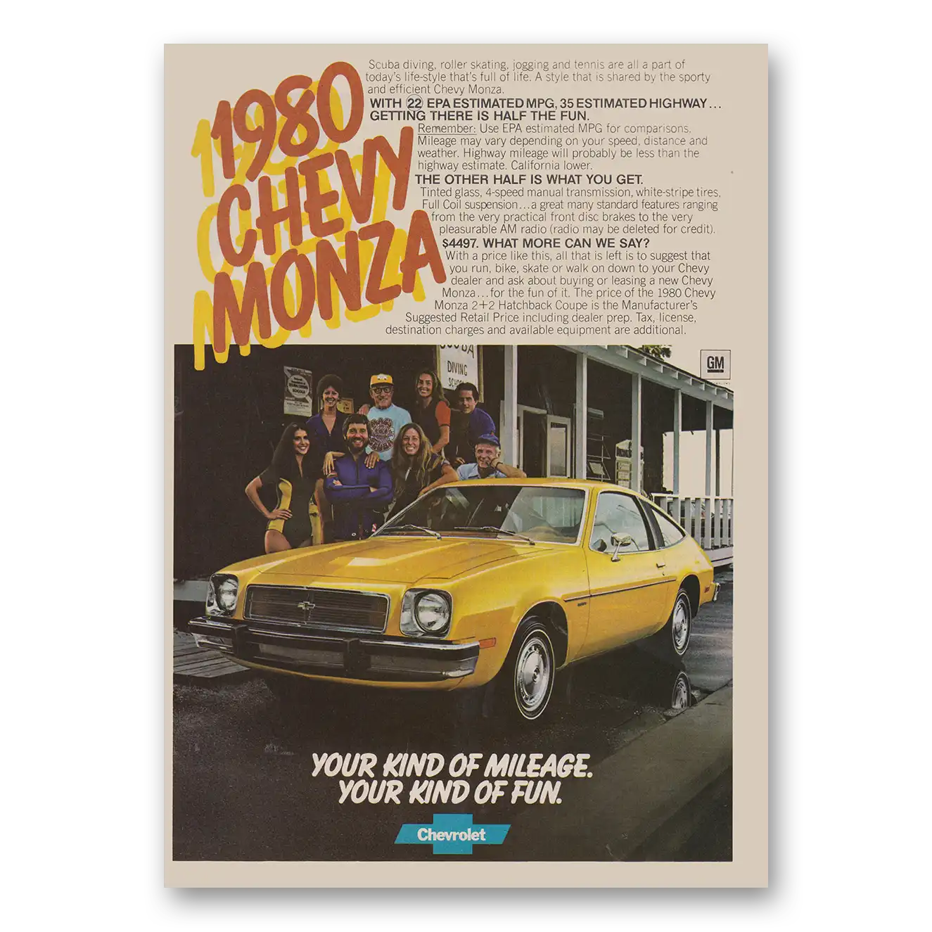 1979 Chevrolet Monza Your Kind of Mileage Vintage Magazine Print Ad