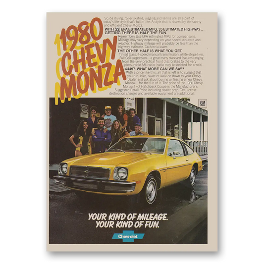 1979 Chevrolet Monza Your Kind of Mileage Vintage Magazine Print Ad