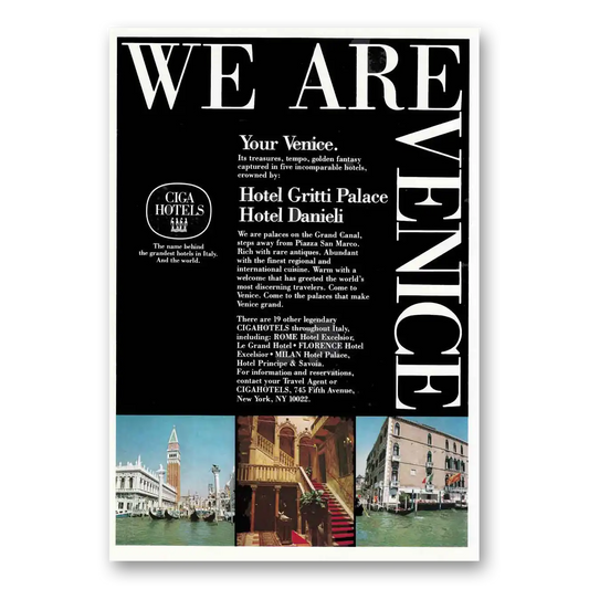 1980 Hotel Gritti Palace We Are Venice Vintage Magazine Print Ad