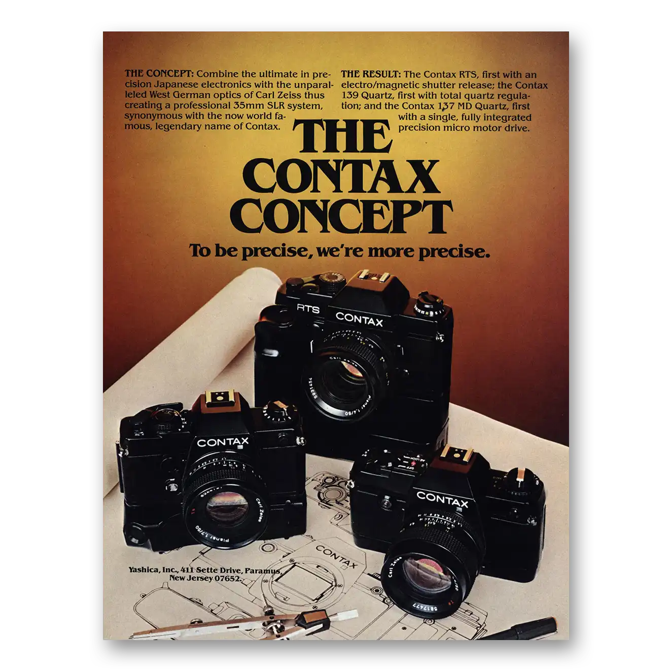 1980 Yashica Cameras Contax Concept To Be Precise Vintage Magazine Print Ad