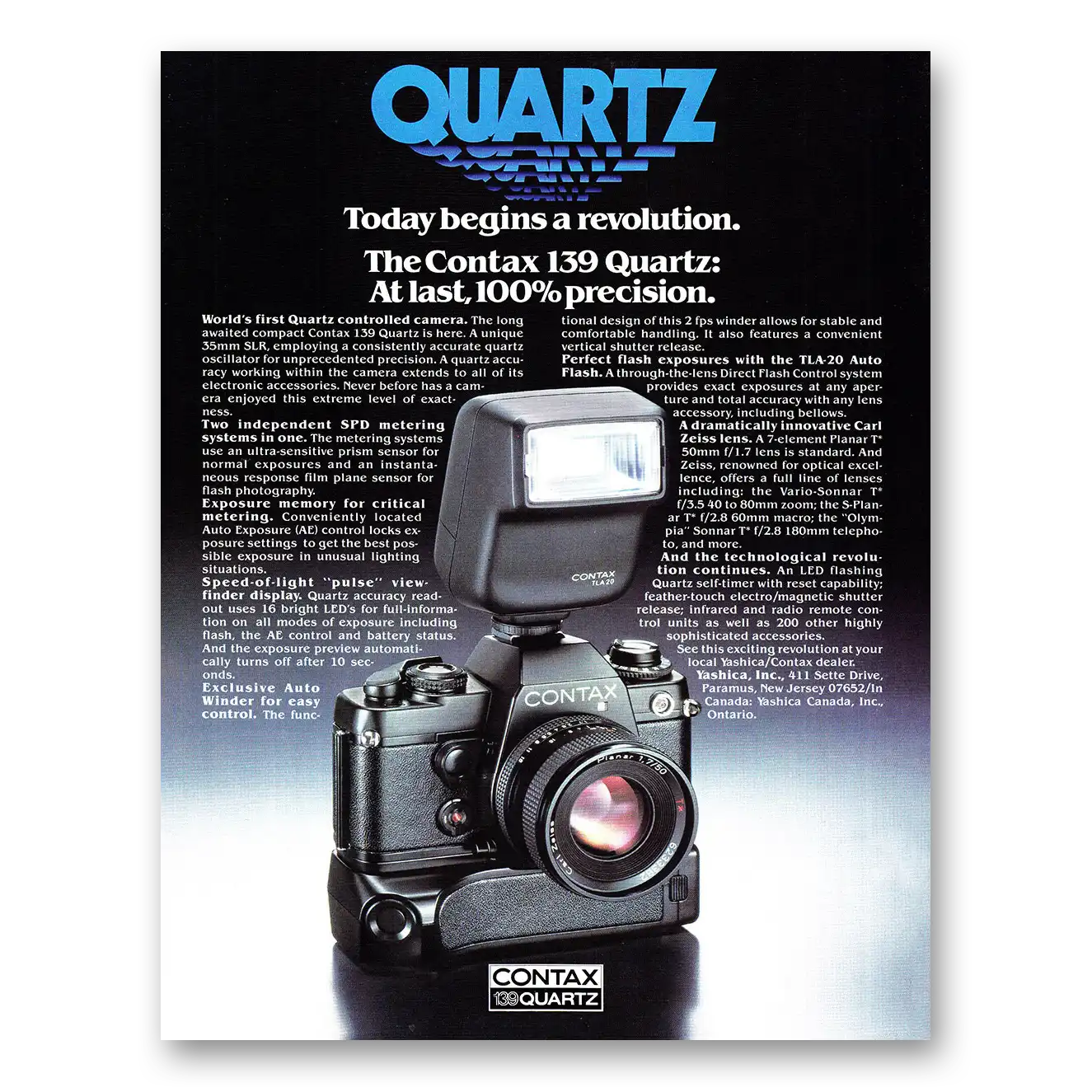 1980 Yashica Cameras Contax 139 Quartz Camera Today Begins a Revolution Vintage Magazine Print Ad