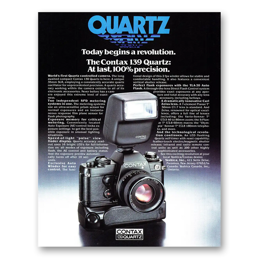 1980 Yashica Cameras Contax 139 Quartz Camera Today Begins a Revolution Vintage Magazine Print Ad