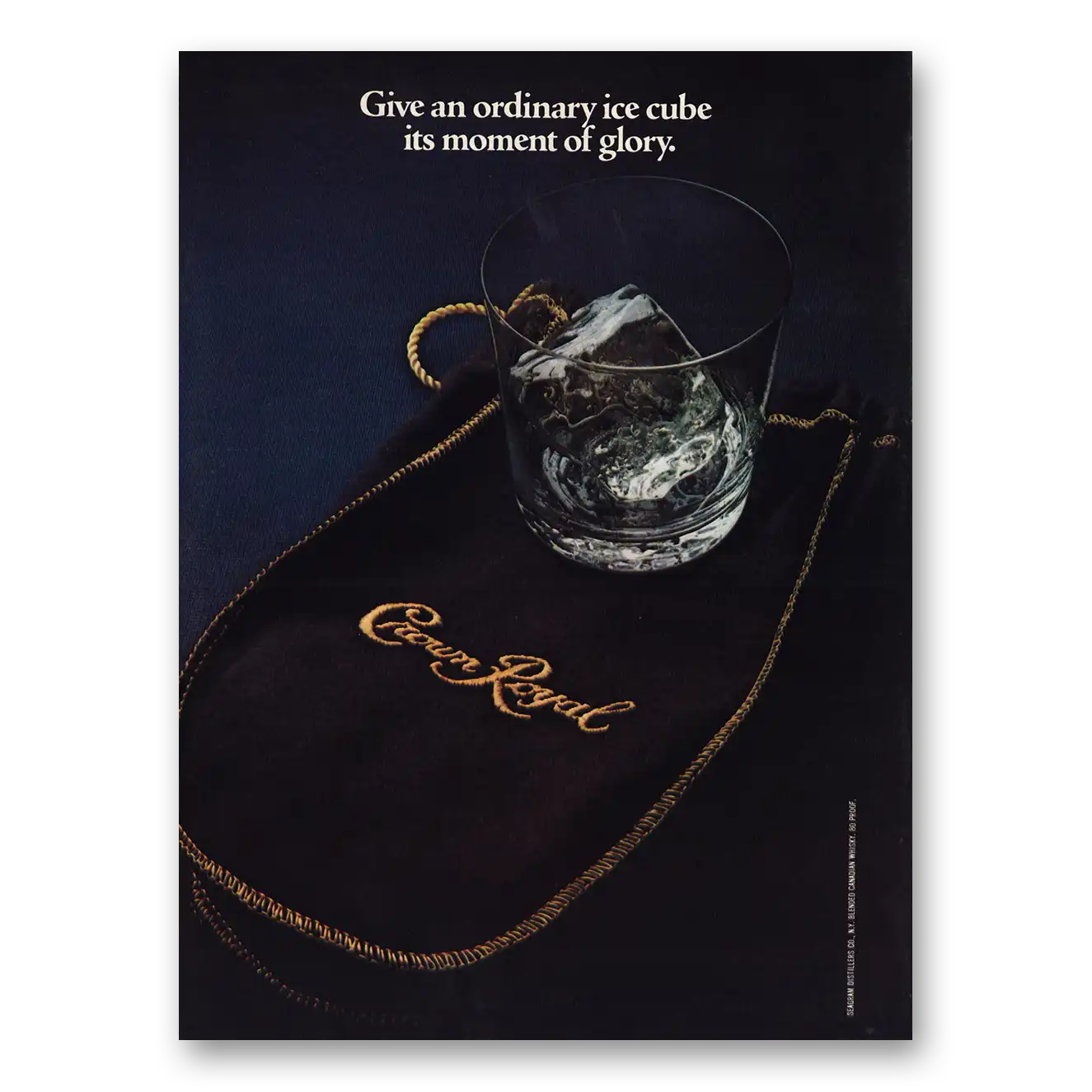 1980 Crown Royal Ordinary Ice Cube Moment of Glory Vintage Magazine Print Ad