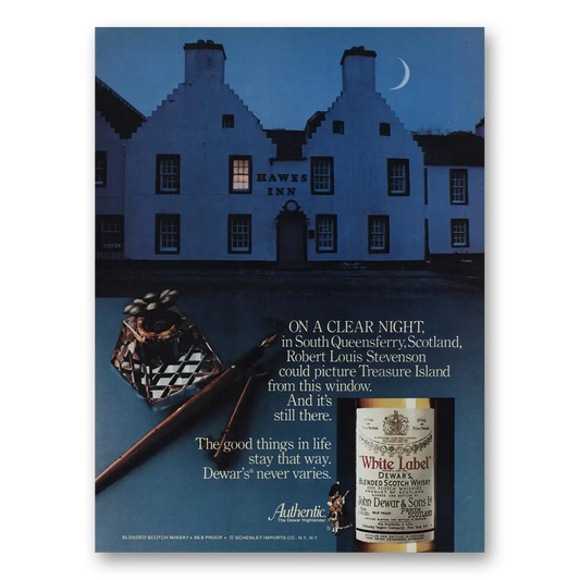 1980 Dewars White Label South Queensferry Hawes Inn Vintage Magazine Print Ad