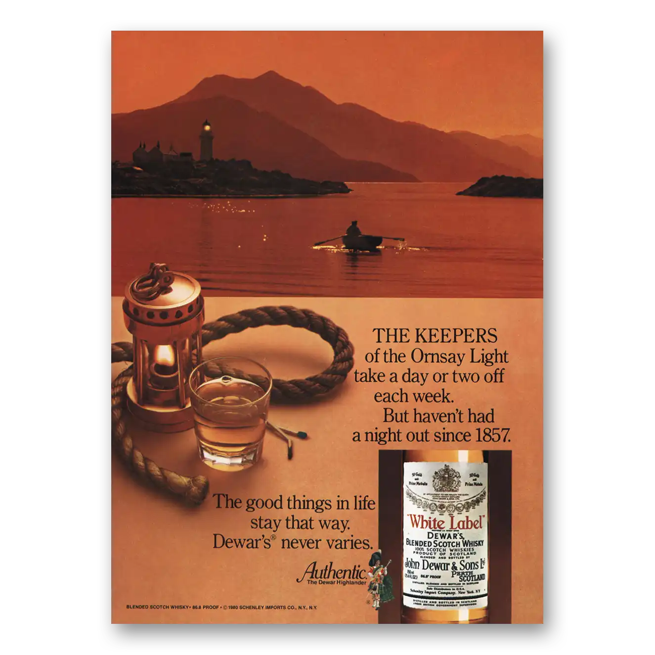 1980 Dewars White Label Keepers of the Omsay Light Vintage Magazine Print Ad