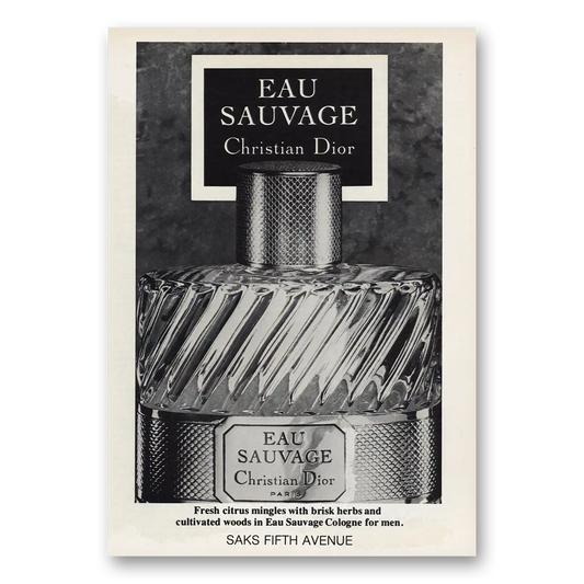 1980 Christian Dior Eau Sauvage Fresh Citrus Mingles Vintage Magazine Print Ad