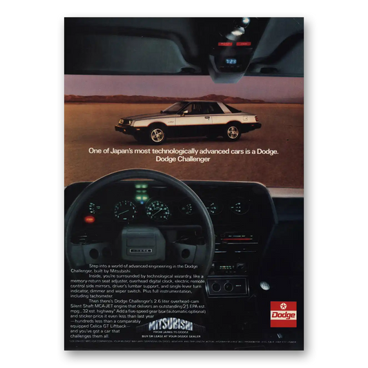 1980 Dodge Challenger Japans Most Technologically Advanced Vintage Magazine Print Ad