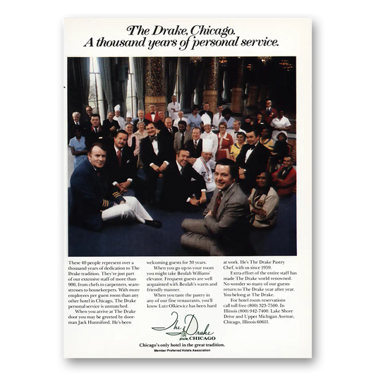 1980 Drake Hotel Thousand Years Personal Service Vintage Magazine Print Ad