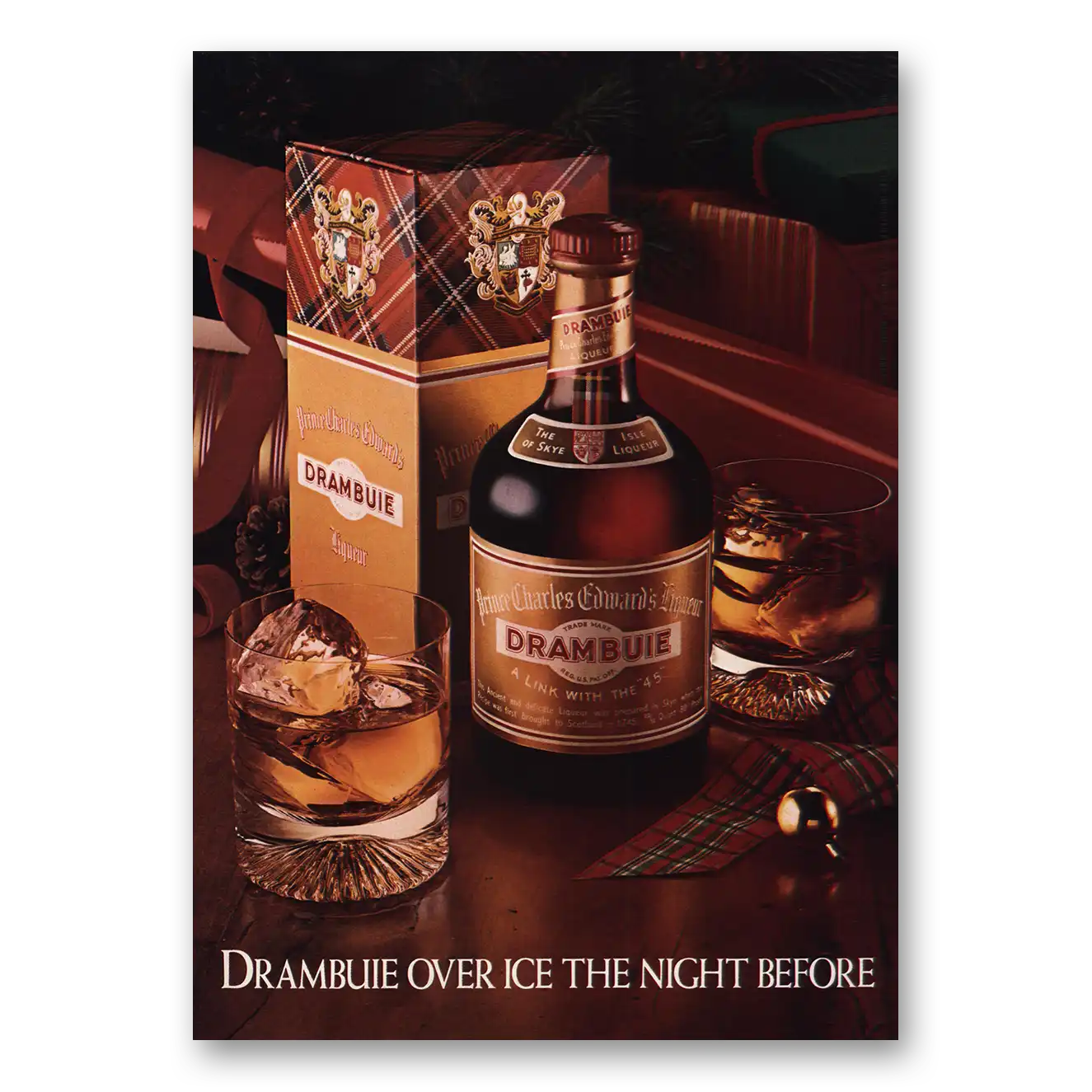 1980 Drambuie Over Ice the Night Before Vintage Magazine Print Ad