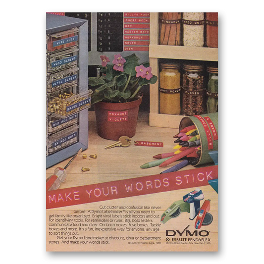 1980 Dymo Labelmaker Make Your Words Stick Vintage Magazine Print Ad