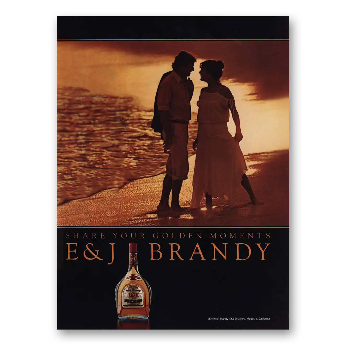 1981 E&J Brandy Share Your Golden Moments Beach Vintage Magazine Print Ad