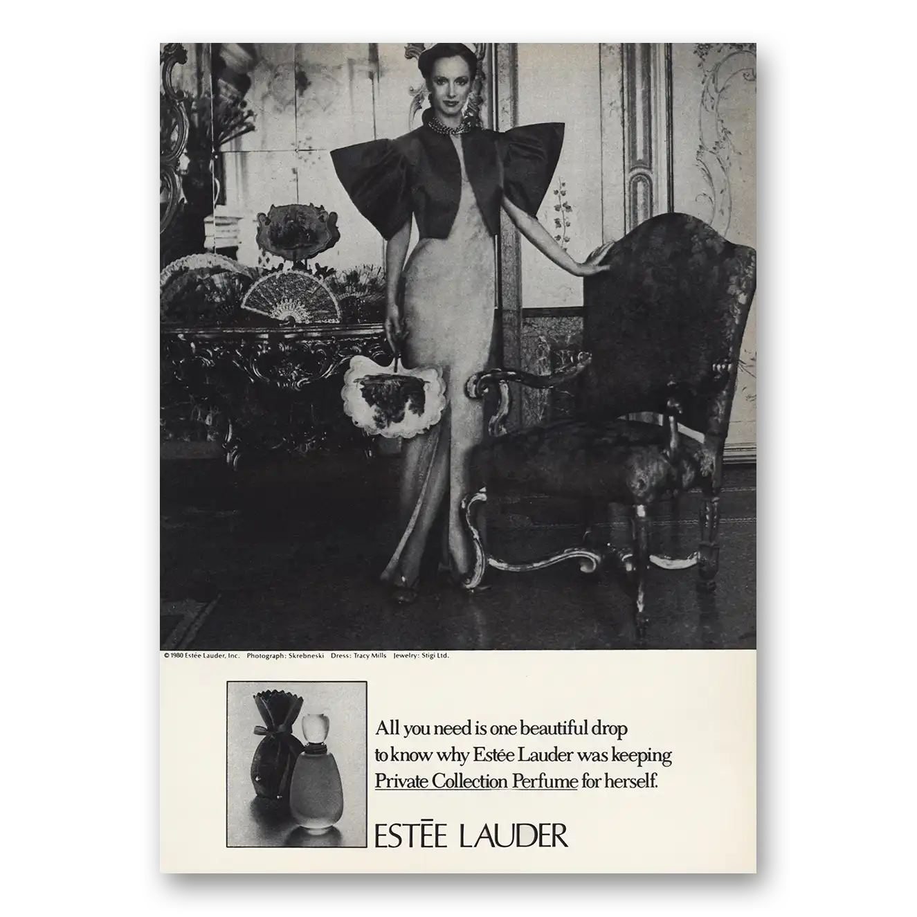 1980 Estee Lauder One Beautiful Drop Vintage Magazine Print Ad