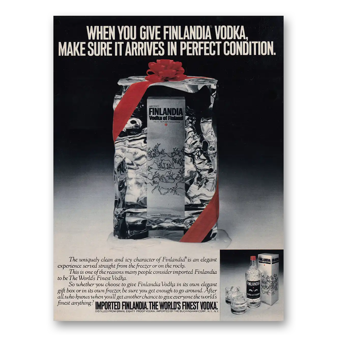 1980 Finlandia Vodka Make Sure It Arrives In Perfect Condition Vintage Magazine Print Ad