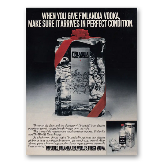 1980 Finlandia Vodka Make Sure It Arrives In Perfect Condition Vintage Magazine Print Ad