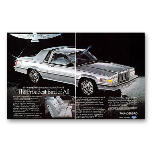 1980 Ford Thunderbird Silver Anniversary Proudest Bird of All Vintage Magazine Print Ad