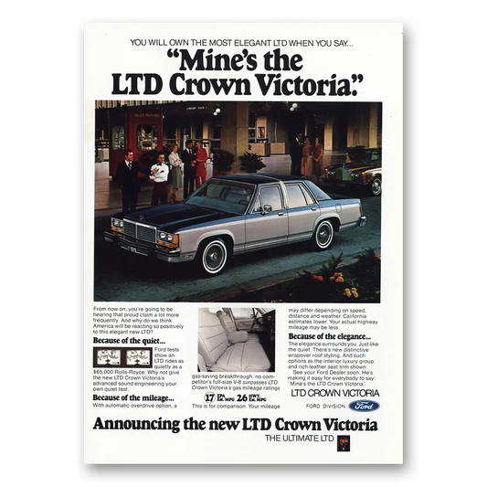 1980 Ford Crown Victoria Mines the LTD Vintage Magazine Print Ad