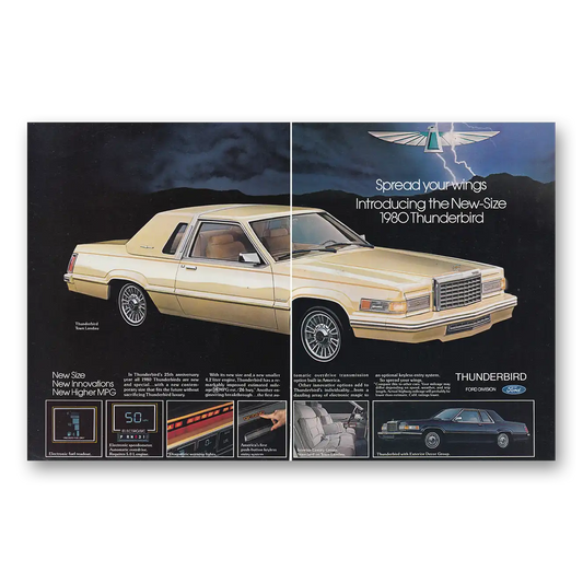 1980 Ford Thunderbird Spread Your Wings Introducing the New Size Vintage Magazine Print Ad