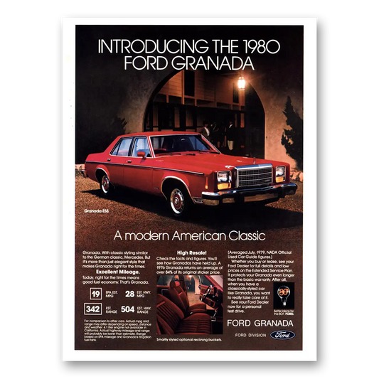 1980 Ford Granada Modern American Classic Vintage Magazine Print Ad