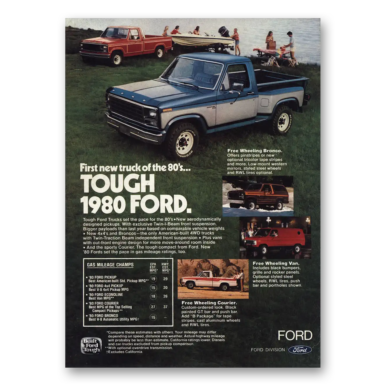 1980 Ford Pickup First New Trucks of the 80s Vintage Magazine Print Ad