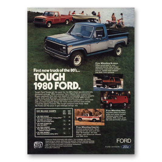 1980 Ford Pickup First New Trucks of the 80s Vintage Magazine Print Ad