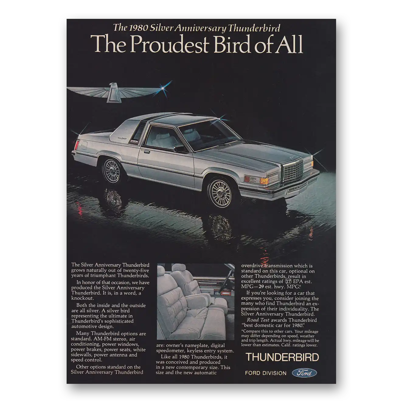 1980 Ford Thunderbird Proudest Bird of All Vintage Magazine Print Ad