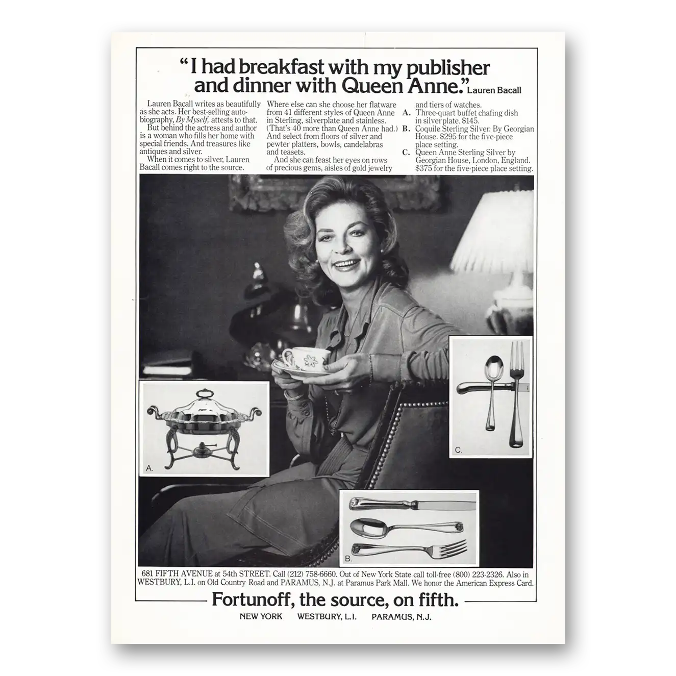 1980 Fortunoff Breakfast With My Publisher Vintage Magazine Print Ad