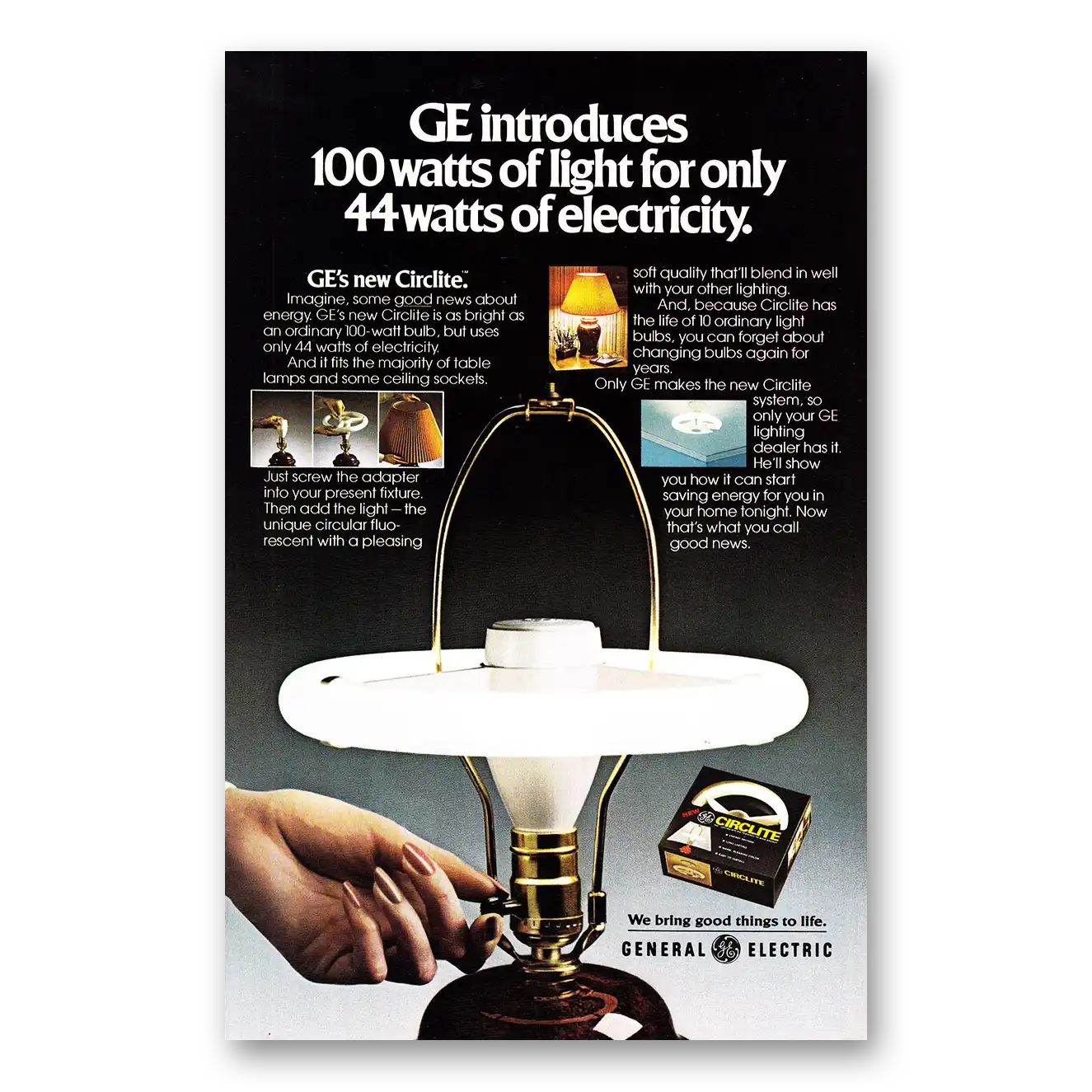 1980 GE Lamps 100 Watts of Light Vintage Magazine Print Ad