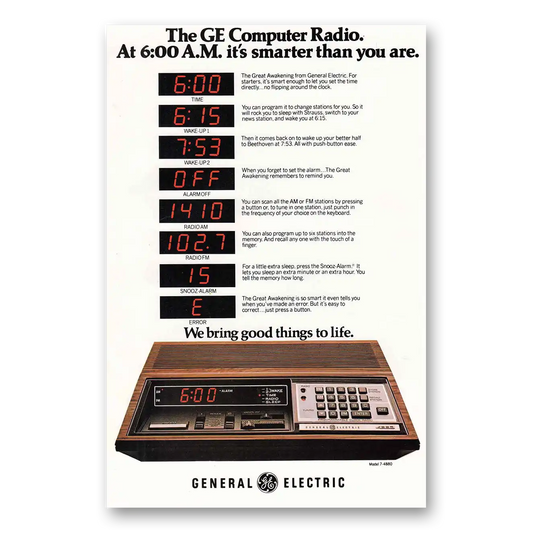 1980 General Electric Radio Computer Radio Smarter Than You Vintage Magazine Print Ad