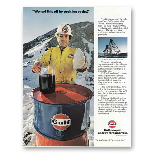 1980 Gulf Oil Cooking Rocks Vintage Magazine Print Ad