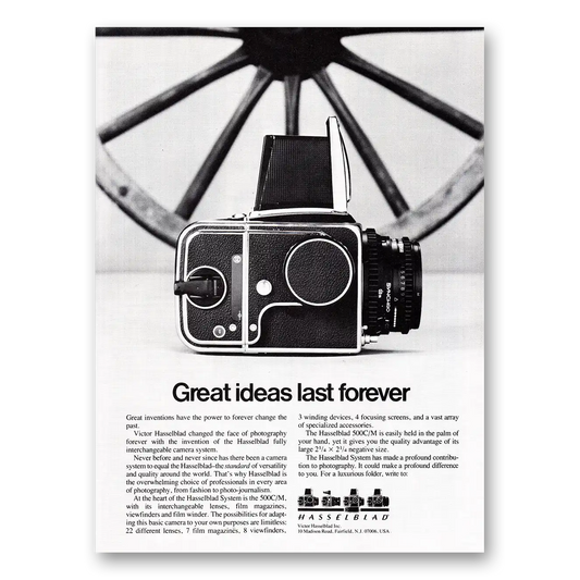 1980 Hasselblad Great Ideas Last Forever Vintage Magazine Print Ad