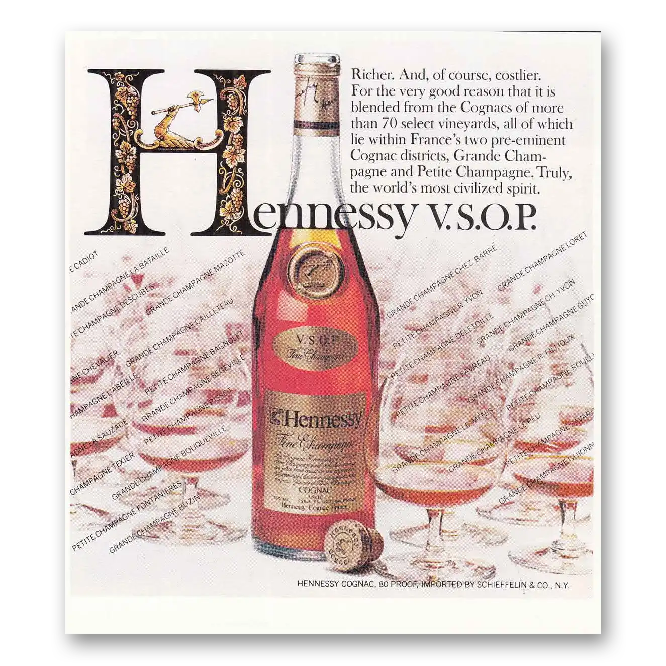 1980 Hennessy Cognac VSOP Richer Vintage Magazine Print Ad