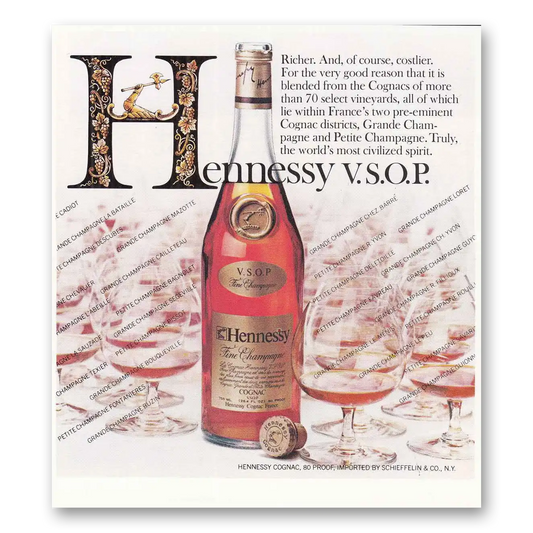 1980 Hennessy Cognac VSOP Richer Vintage Magazine Print Ad