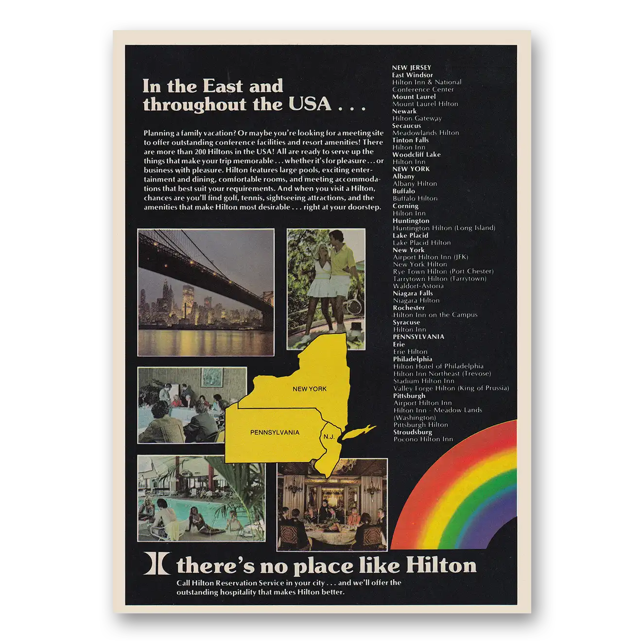 1980 Hilton Hotels East and Throughout the USA Vintage Magazine Print Ad