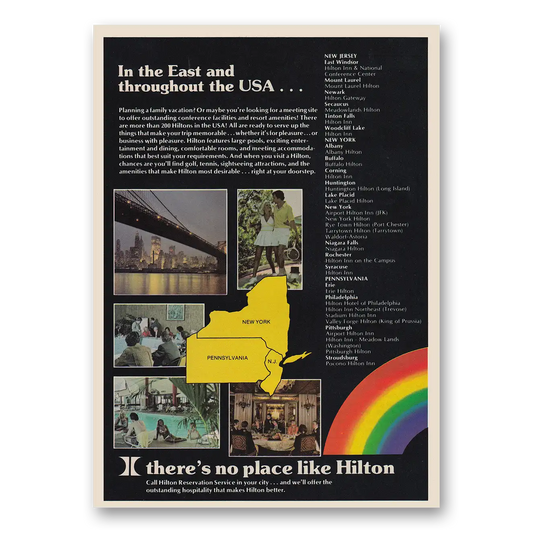 1980 Hilton Hotels East and Throughout the USA Vintage Magazine Print Ad