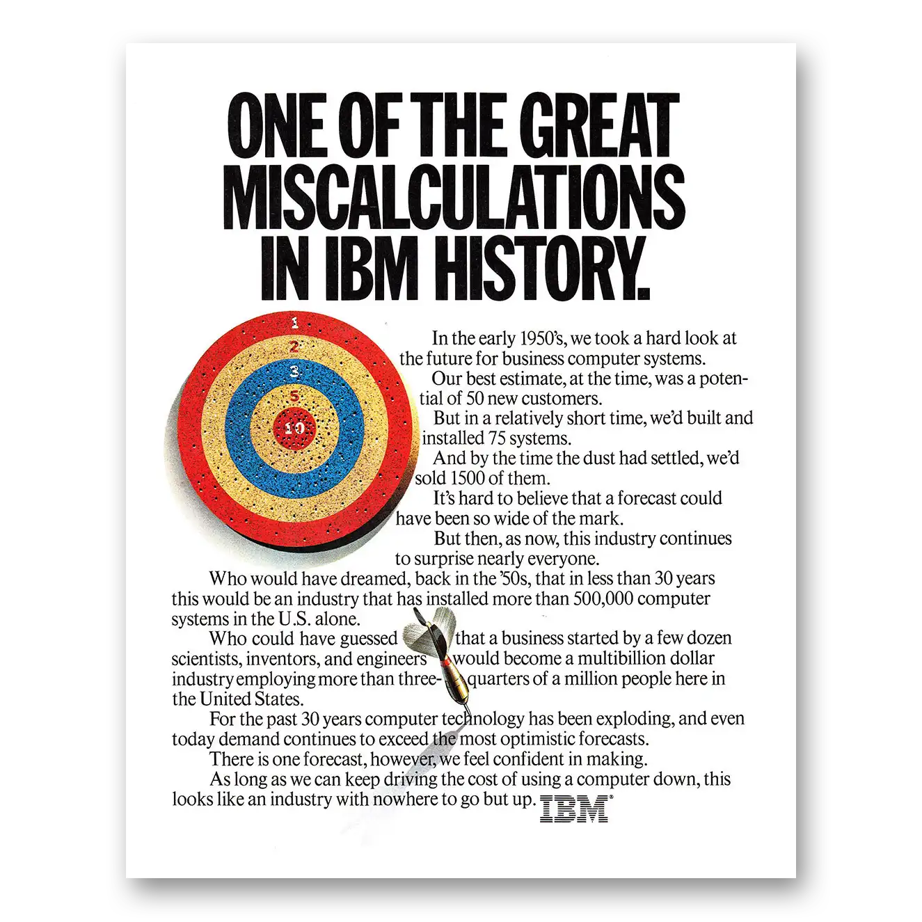 1980 IBM Computers One of the Great Miscalculations in IBM History Vintage Magazine Print Ad