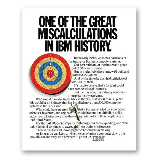 1980 IBM Computers One of the Great Miscalculations in IBM History Vintage Magazine Print Ad