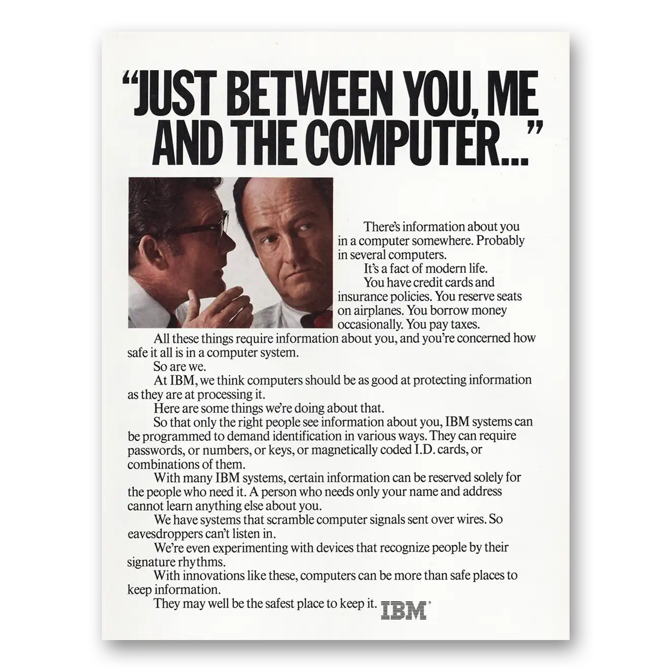 1980 IBM Computers Between You Me and the Computer Vintage Magazine Print Ad