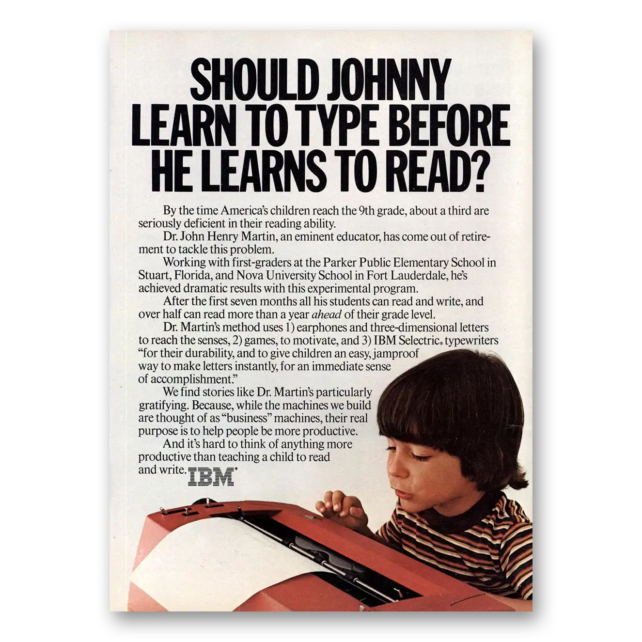 1980 IBM Should Johnny Learn to Type Before Read Vintage Magazine Print Ad