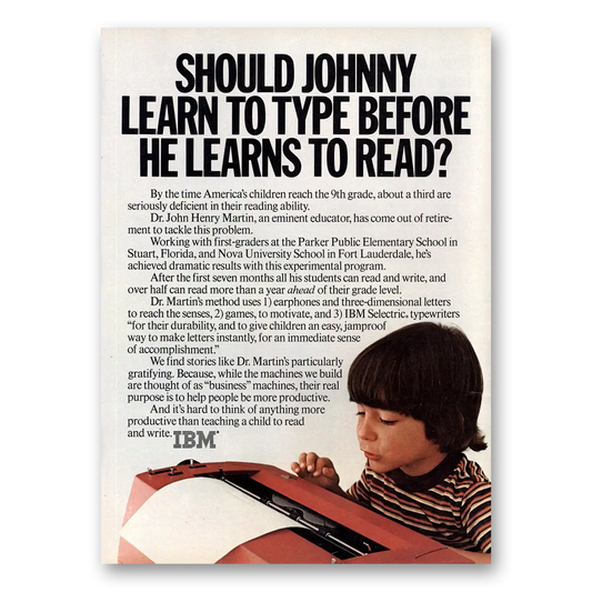 1980 IBM Should Johnny Learn to Type Before Read Vintage Magazine Print Ad