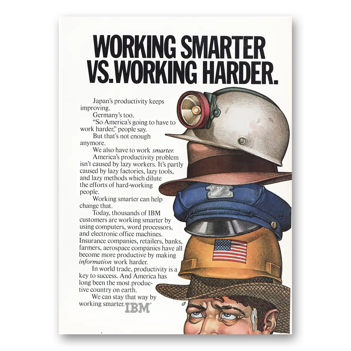 1980 IBM Computers Working Smarter vs Working Harder Vintage Magazine Print Ad