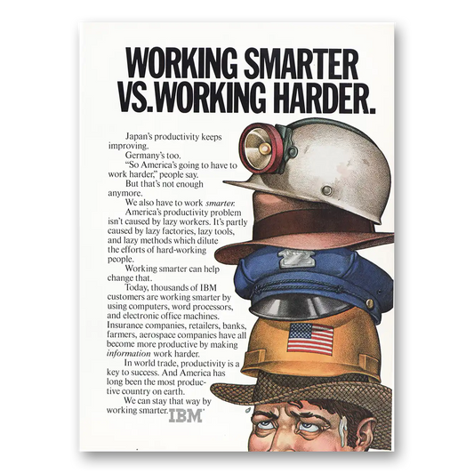 1980 IBM Computers Working Smarter vs Working Harder Vintage Magazine Print Ad