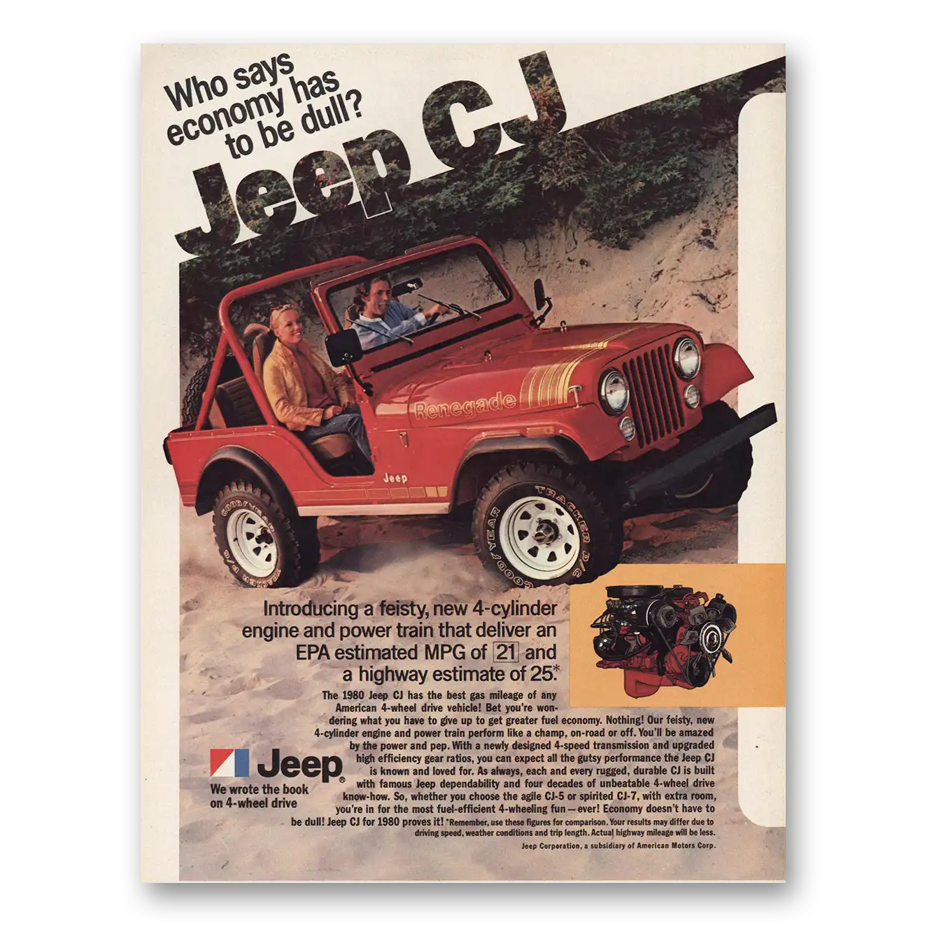 1980 Jeep CJ Who Says Economy Has To Be Dull Vintage Magazine Print Ad