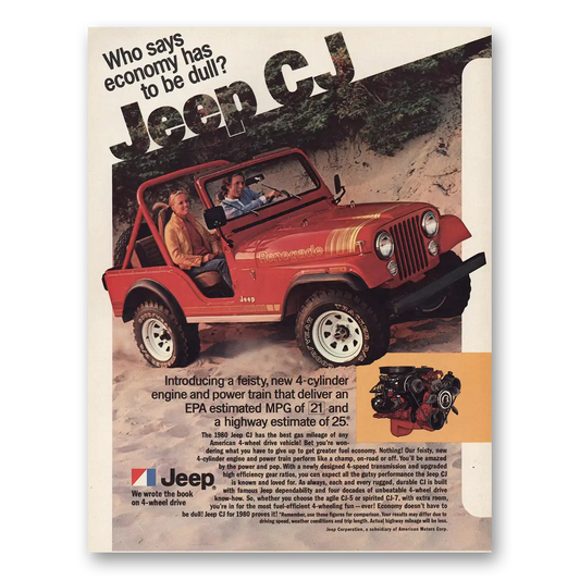 1980 Jeep CJ Who Says Economy Has To Be Dull Vintage Magazine Print Ad